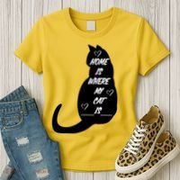 Home Is Where My Cat Is Funny Women's T-Shirt thumb 3