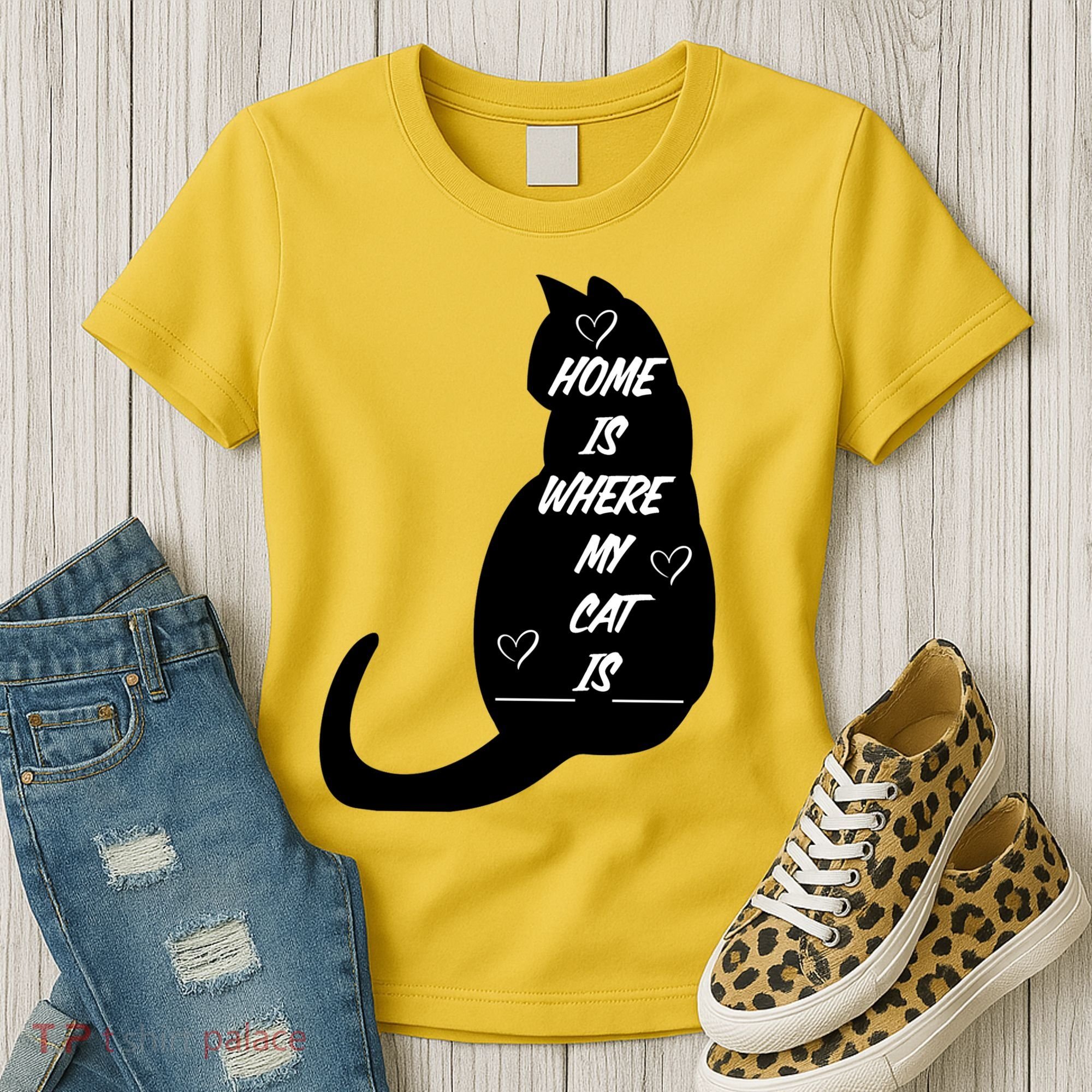 Home Is Where My Cat Is Funny Women's T-Shirt