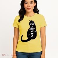 Home Is Where My Cat Is Funny Women's T-Shirt thumb 4