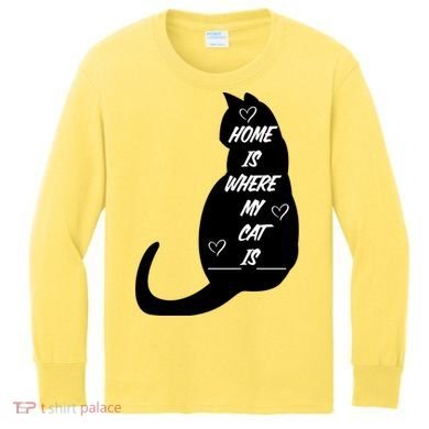 Home Is Where My Cat Is Funny Kids Long Sleeve Shirt