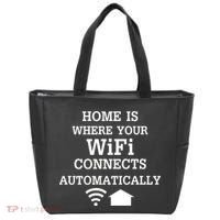 Home Is Where Wifi Connects Automatically Tote Bag thumb 0