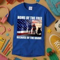 Home Of The Free Because Of The Brave Kids T-Shirt thumb 3