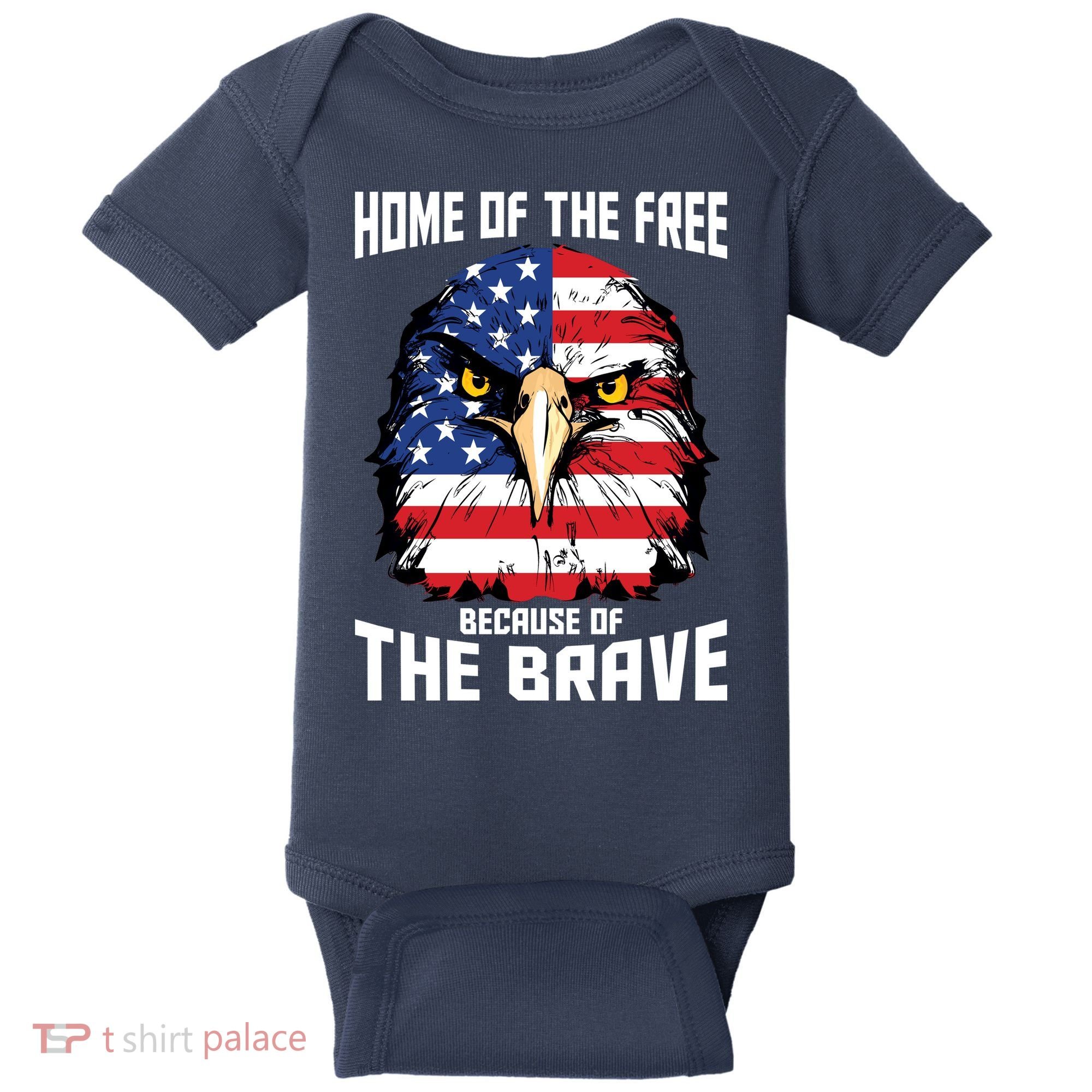 Home Of The Free Because Of The Brave Bald Eagle Baby Bodysuit