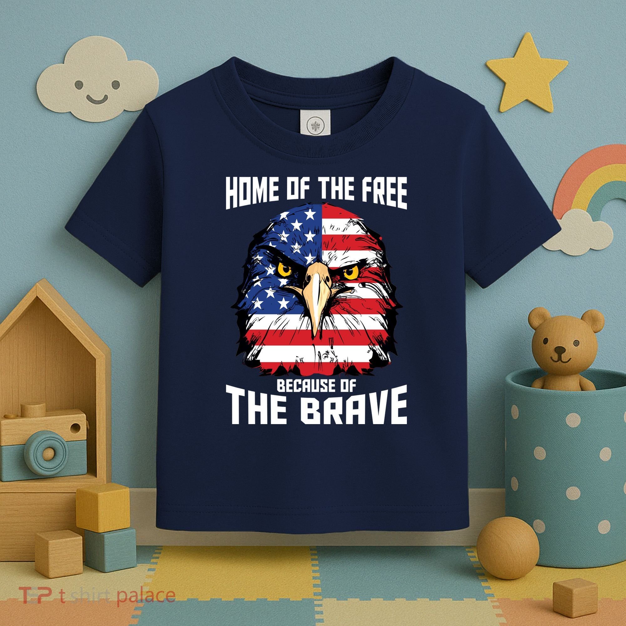 Home Of The Free Because Of The Brave Bald Eagle Toddler T-Shirt