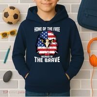 Home Of The Free Because Of The Brave Bald Eagle Kids Hoodie thumb 2