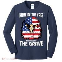 Home Of The Free Because Of The Brave Bald Eagle Kids Long Sleeve Shirt thumb 0