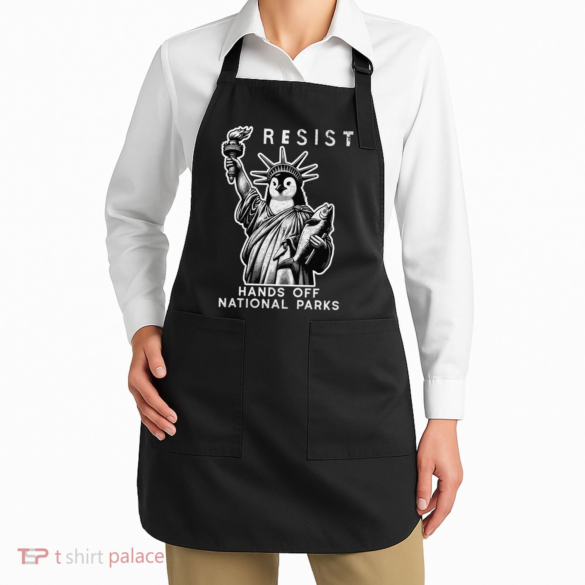 Hands Off National Parks Penguin Resist Protest ALT US Apron