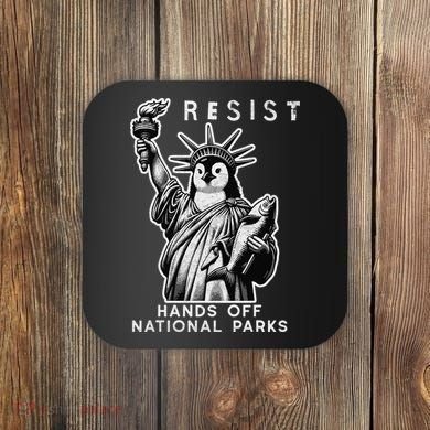 Hands Off National Parks Penguin Resist Protest ALT US Coaster