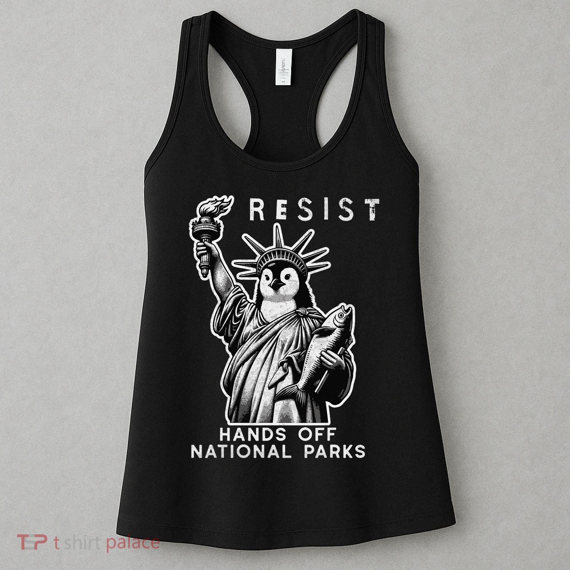 Hands Off National Parks Penguin Resist Protest ALT US Women's Tank Top