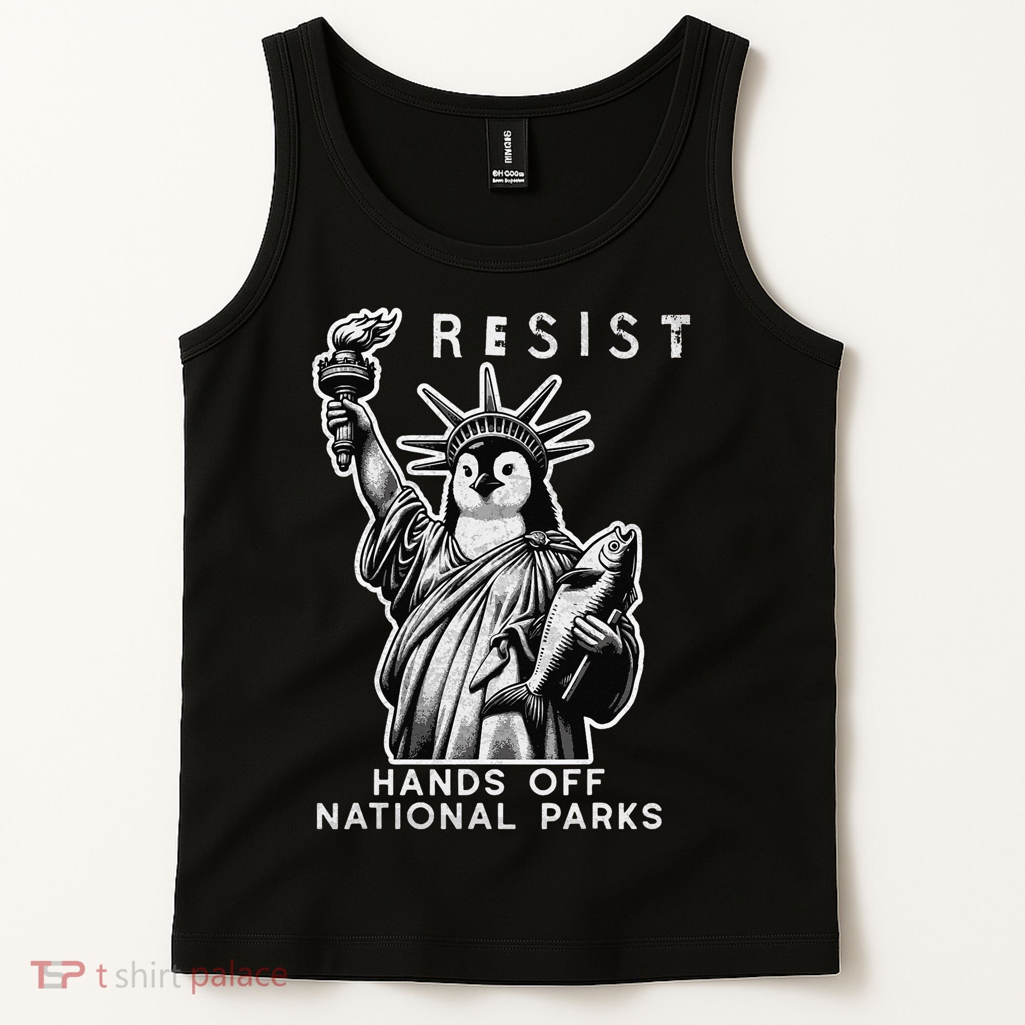 Hands Off National Parks Penguin Resist Protest ALT US Tank Top