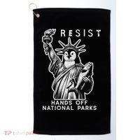 Hands Off National Parks Penguin Resist Protest ALT US Golf Towel thumb 0