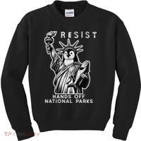 Hands Off National Parks Penguin Resist Protest ALT US Kids Sweatshirt thumb 0