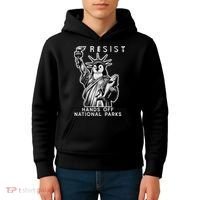 Hands Off National Parks Penguin Resist Protest ALT US Kids Hoodie thumb 4