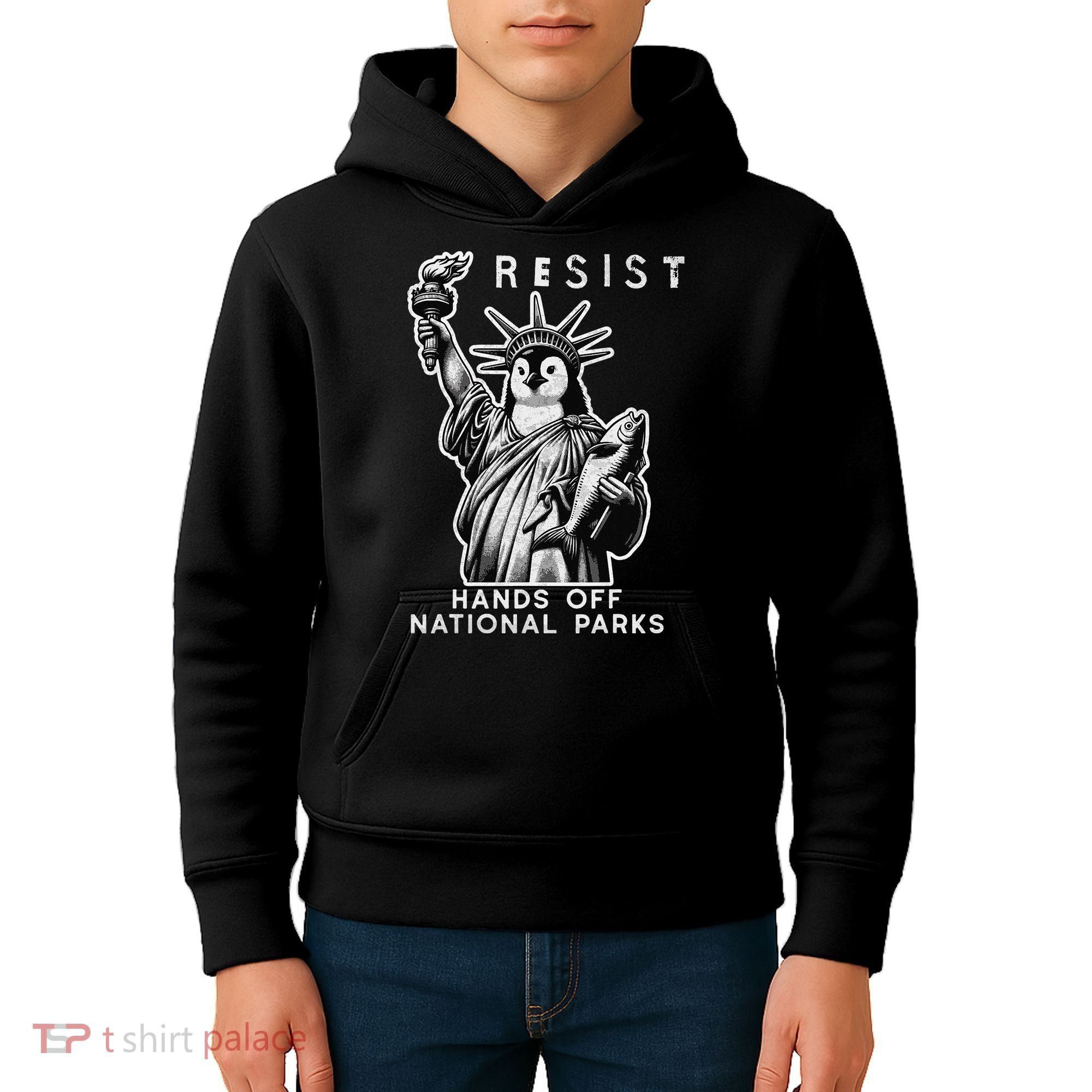 Hands Off National Parks Penguin Resist Protest ALT US Kids Hoodie