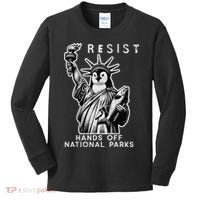 Hands Off National Parks Penguin Resist Protest ALT US Kids Long Sleeve Shirt thumb 0