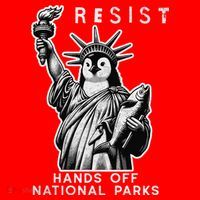 Hands Off National Parks Penguin Resist Protest ALT US Santa Hat thumb 1