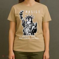 Hands Off National Parks Penguin Resist Protest ALT US T-Shirt thumb 4