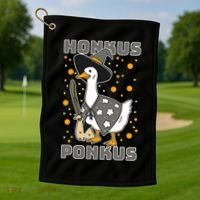 Honkus Ponkus Funny Duck Halloween Golf Towel thumb 1