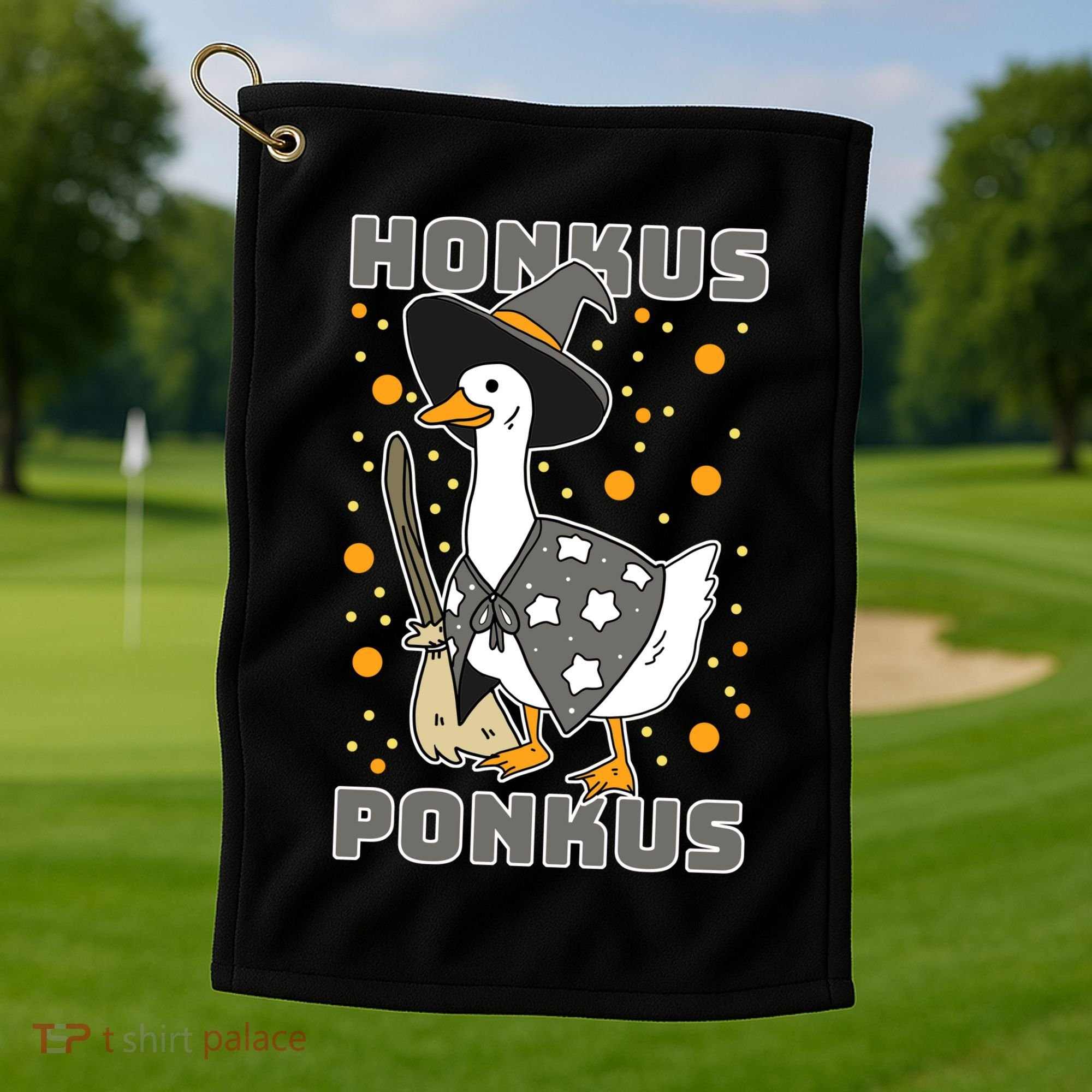 Honkus Ponkus Funny Duck Halloween Golf Towel