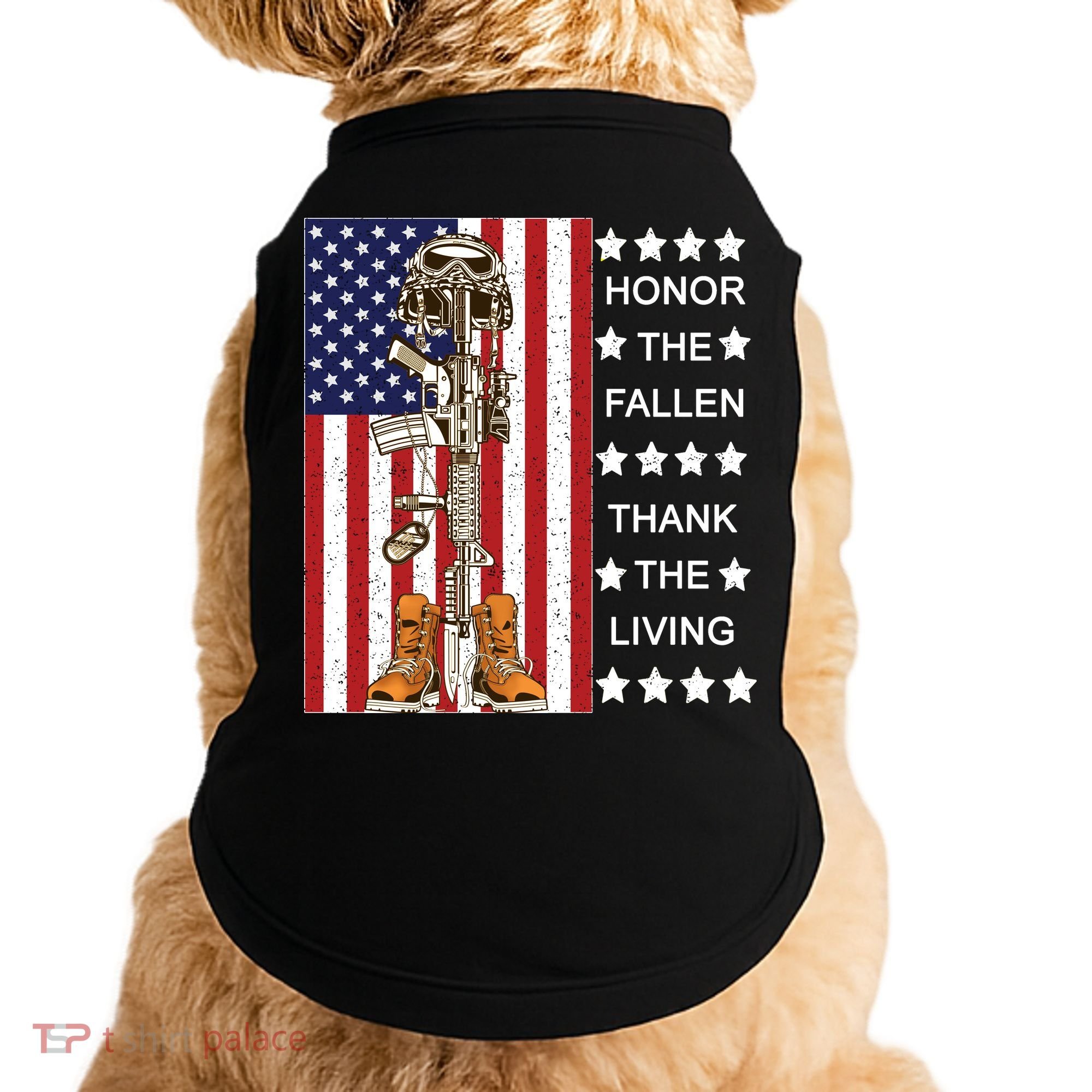 Honor The Fallen Thank The Living Memorial Day Veteran Doggie Tank