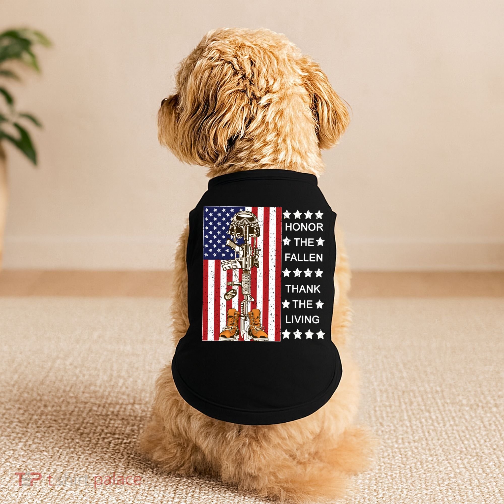 Honor The Fallen Thank The Living Memorial Day Veteran Doggie Tank