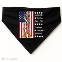 Honor The Fallen Thank The Living Memorial Day Veteran USA-Made Doggie Bandana thumb 0