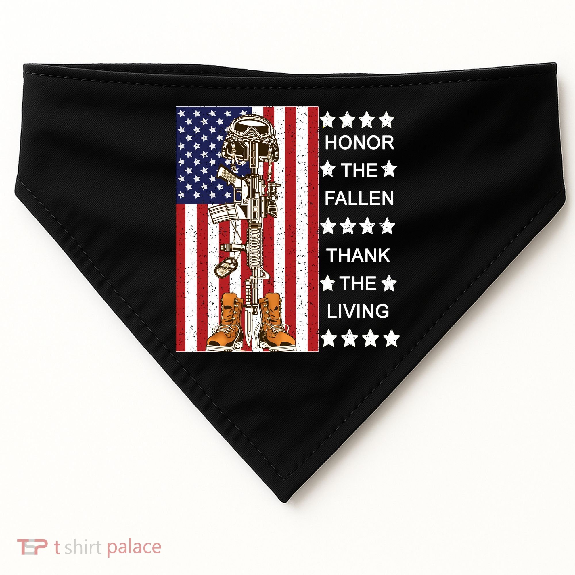 Honor The Fallen Thank The Living Memorial Day Veteran USA-Made Doggie Bandana