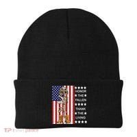 Honor The Fallen Thank The Living Memorial Day Veteran Beanie thumb 0