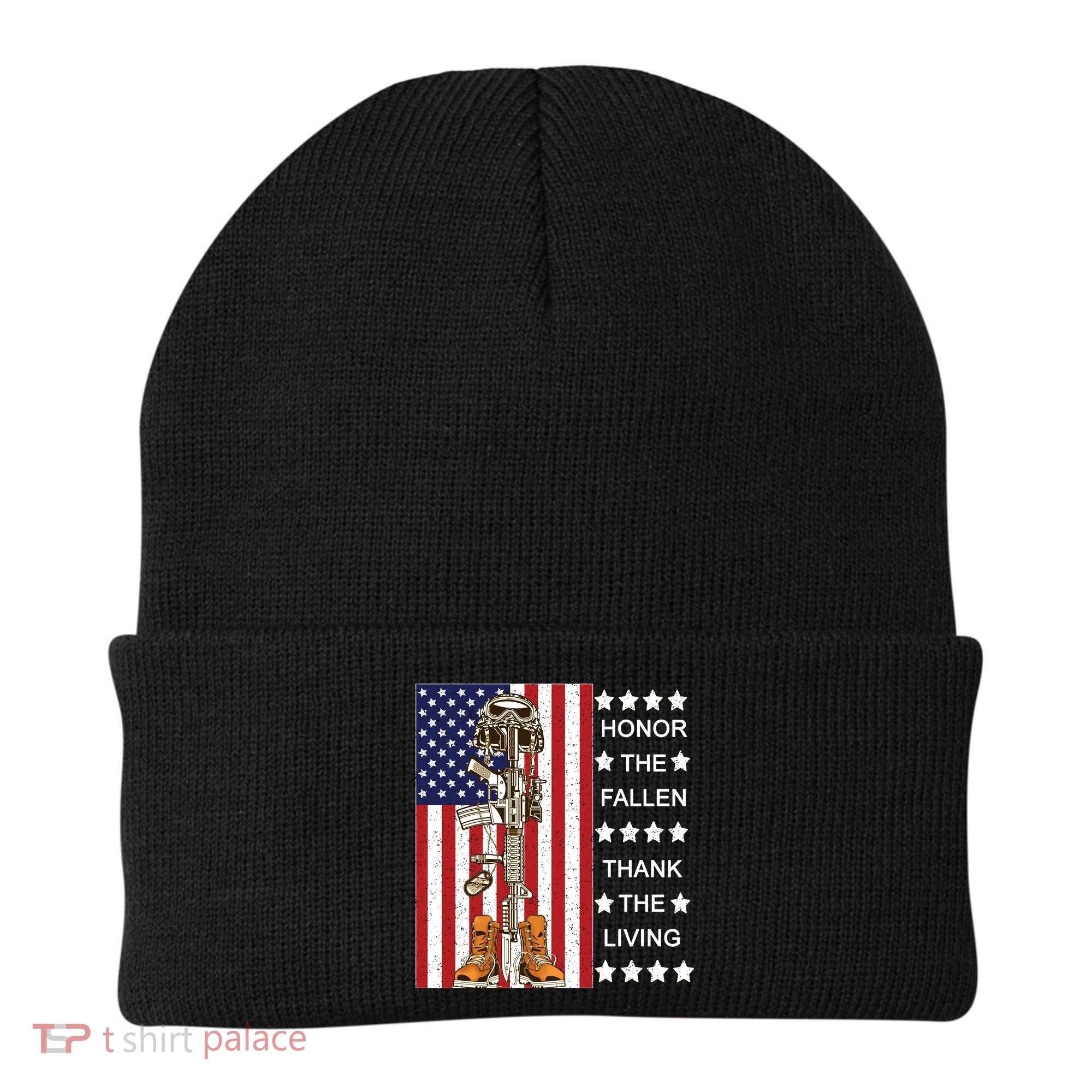 Honor The Fallen Thank The Living Memorial Day Veteran Beanie