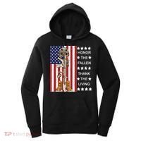 Honor The Fallen Thank The Living Memorial Day Veteran Women's Hoodie thumb 0