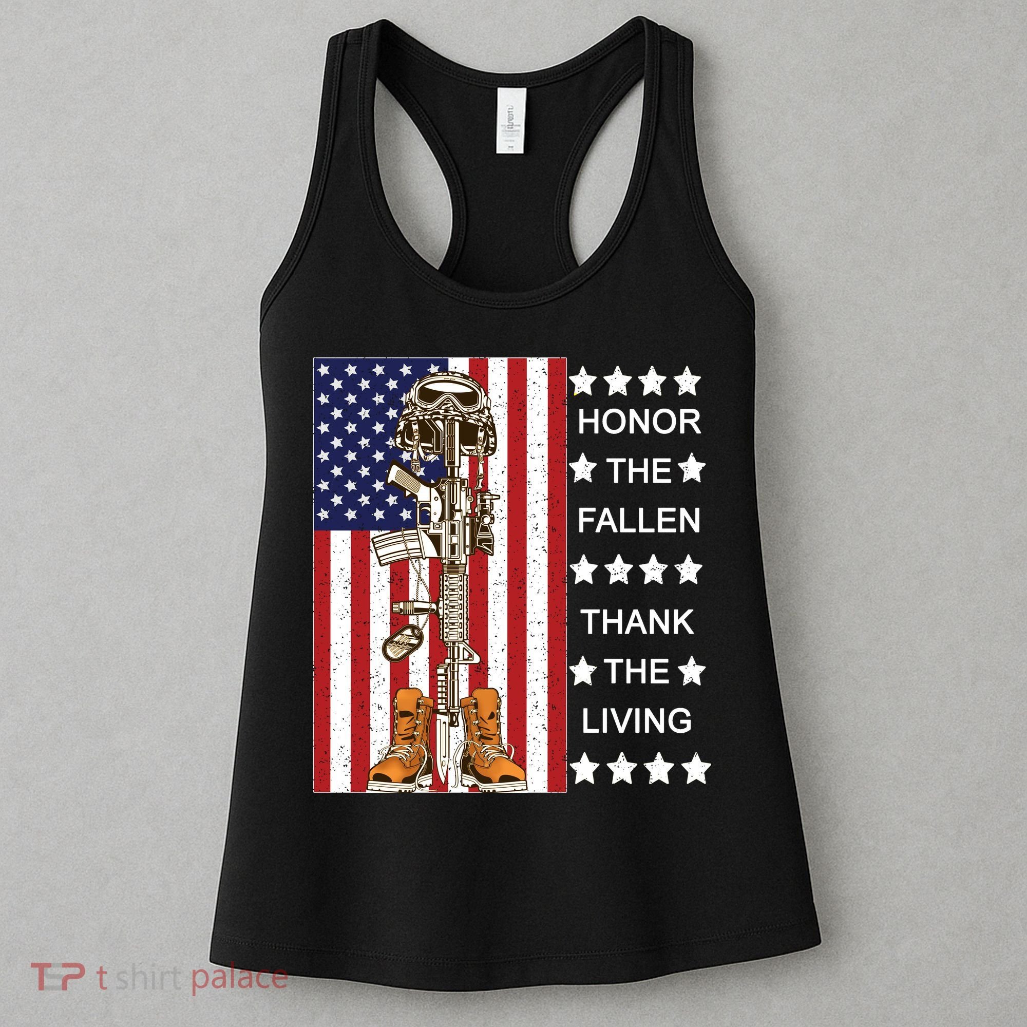 Honor The Fallen Thank The Living Memorial Day Veteran Women's Tank Top