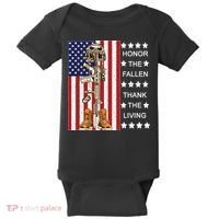 Honor The Fallen Thank The Living Memorial Day Veteran Baby Bodysuit thumb 0