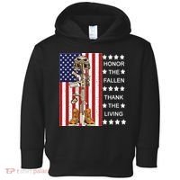 Honor The Fallen Thank The Living Memorial Day Veteran Toddler Hoodie thumb 0