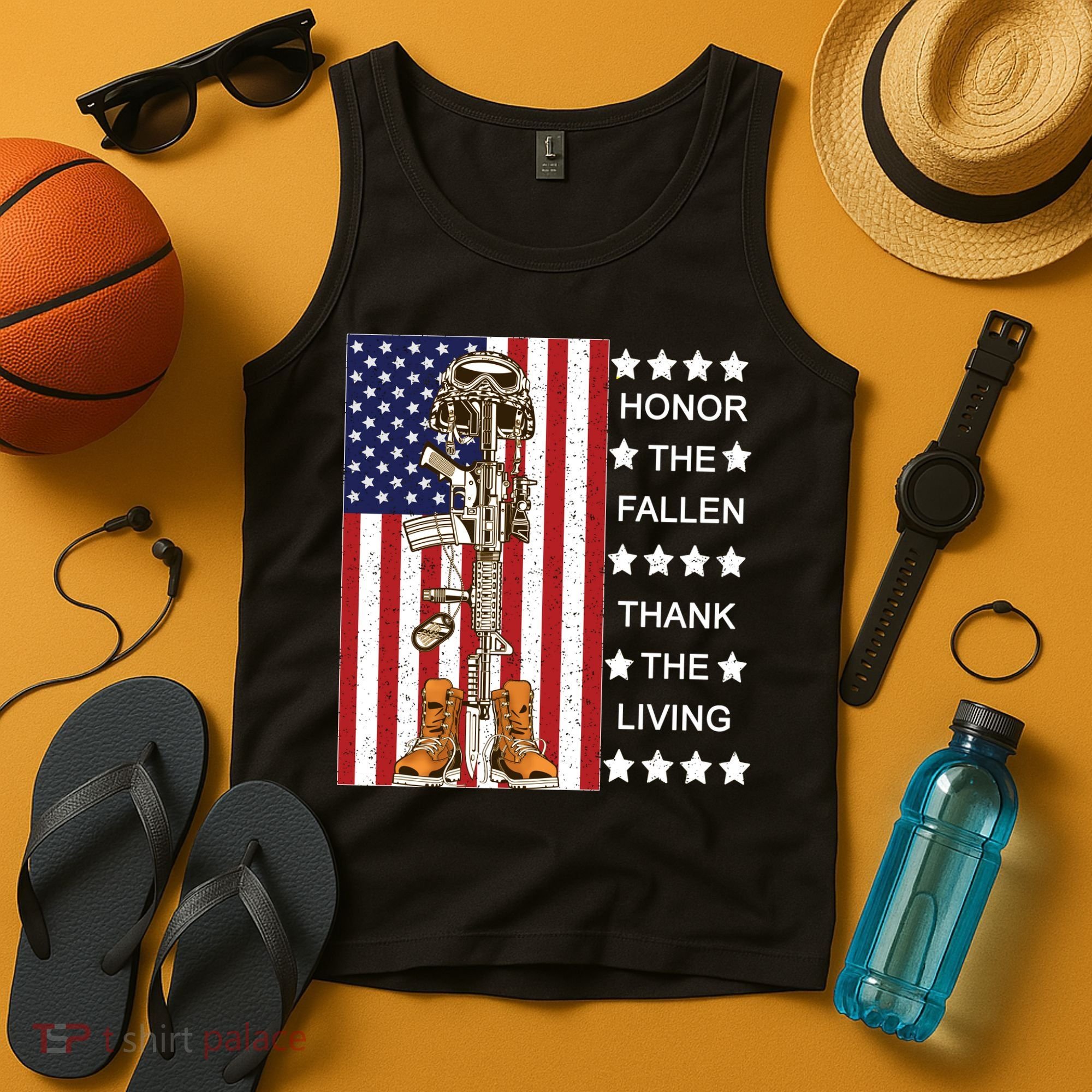 Honor The Fallen Thank The Living Memorial Day Veteran Tank Top