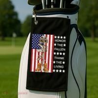 Honor The Fallen Thank The Living Memorial Day Veteran Golf Towel thumb 2