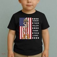 Honor The Fallen Thank The Living Memorial Day Veteran Toddler T-Shirt thumb 2