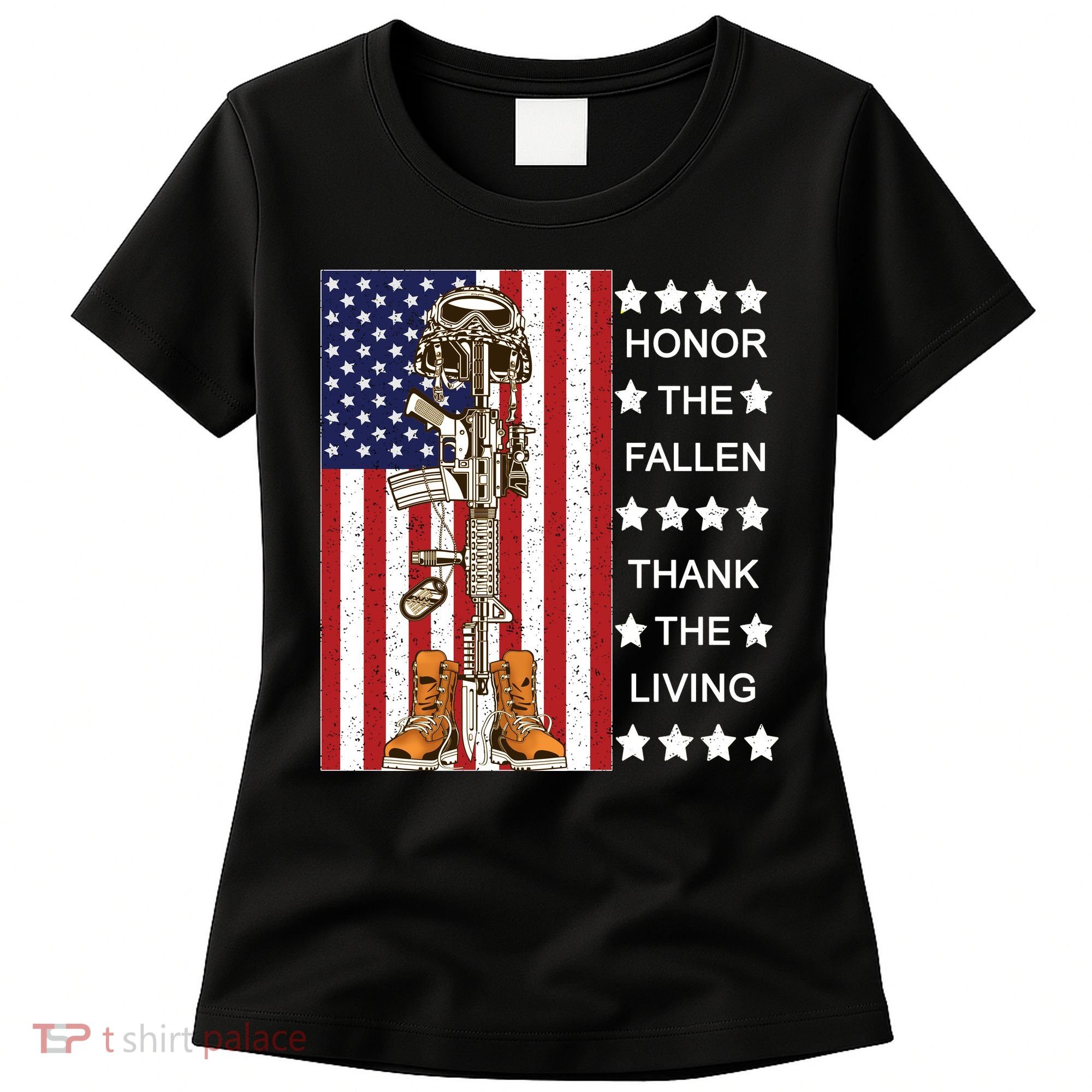 Honor The Fallen Thank The Living Memorial Day Veteran Women's T-Shirt