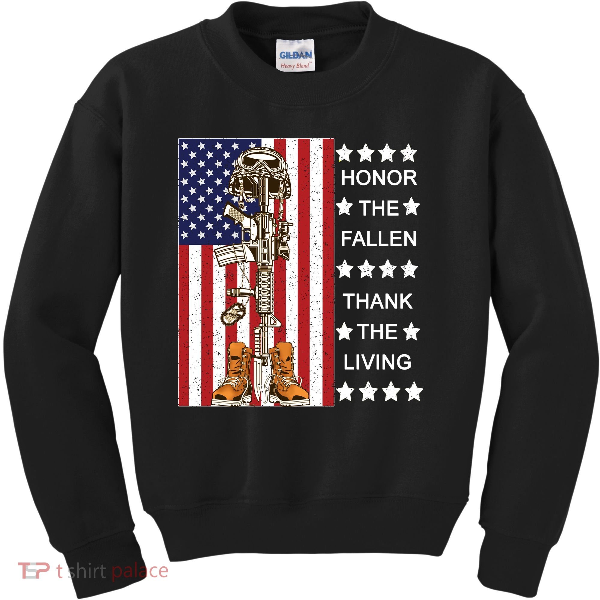 Honor The Fallen Thank The Living Memorial Day Veteran Kids Sweatshirt