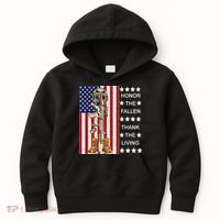 Honor The Fallen Thank The Living Memorial Day Veteran Kids Hoodie thumb 0