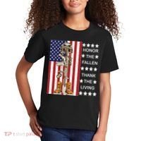 Honor The Fallen Thank The Living Memorial Day Veteran Kids T-Shirt thumb 2