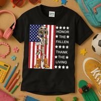 Honor The Fallen Thank The Living Memorial Day Veteran Kids T-Shirt thumb 3