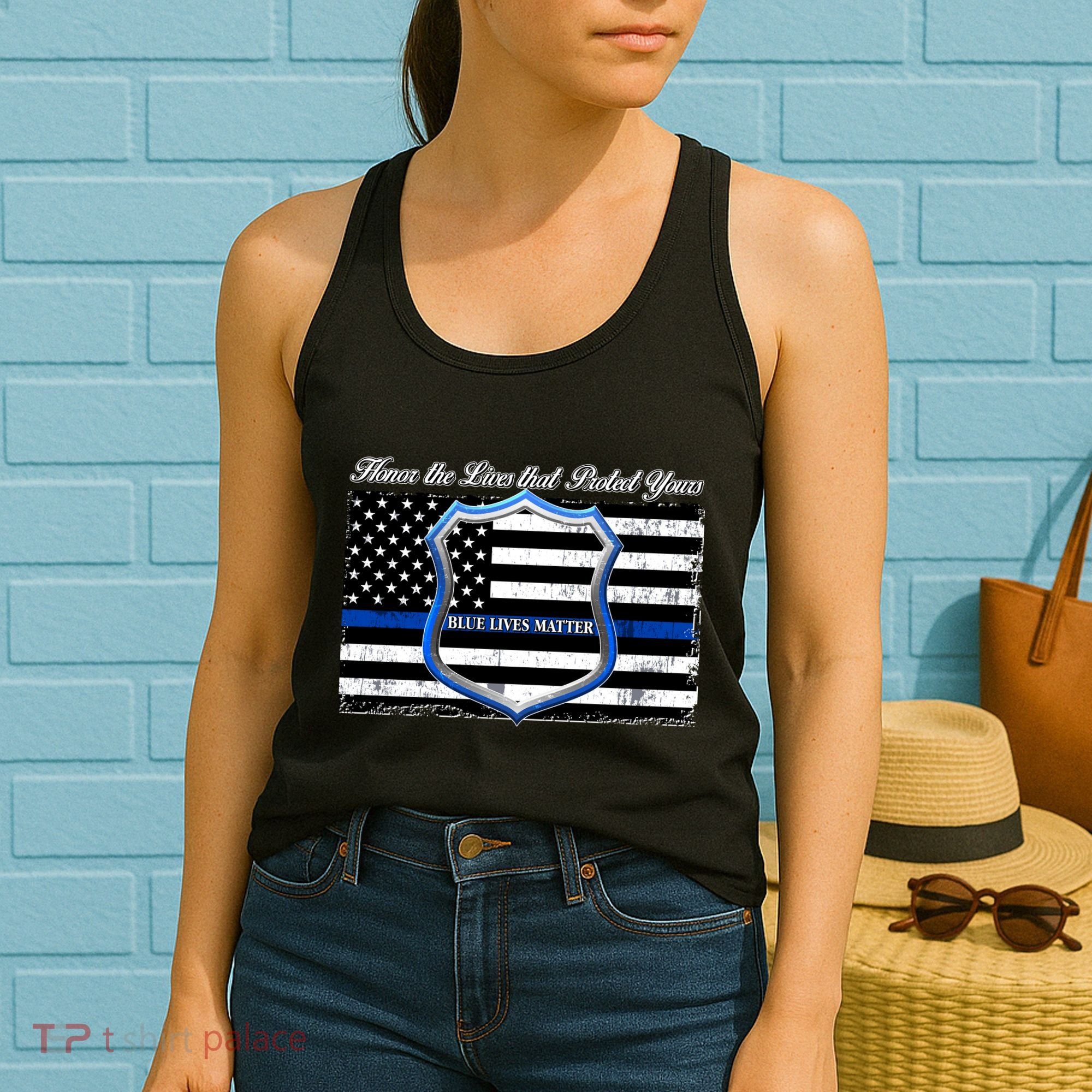 Honor The Lives That Protect Yours Blue Lives Matter Women's Tank Top