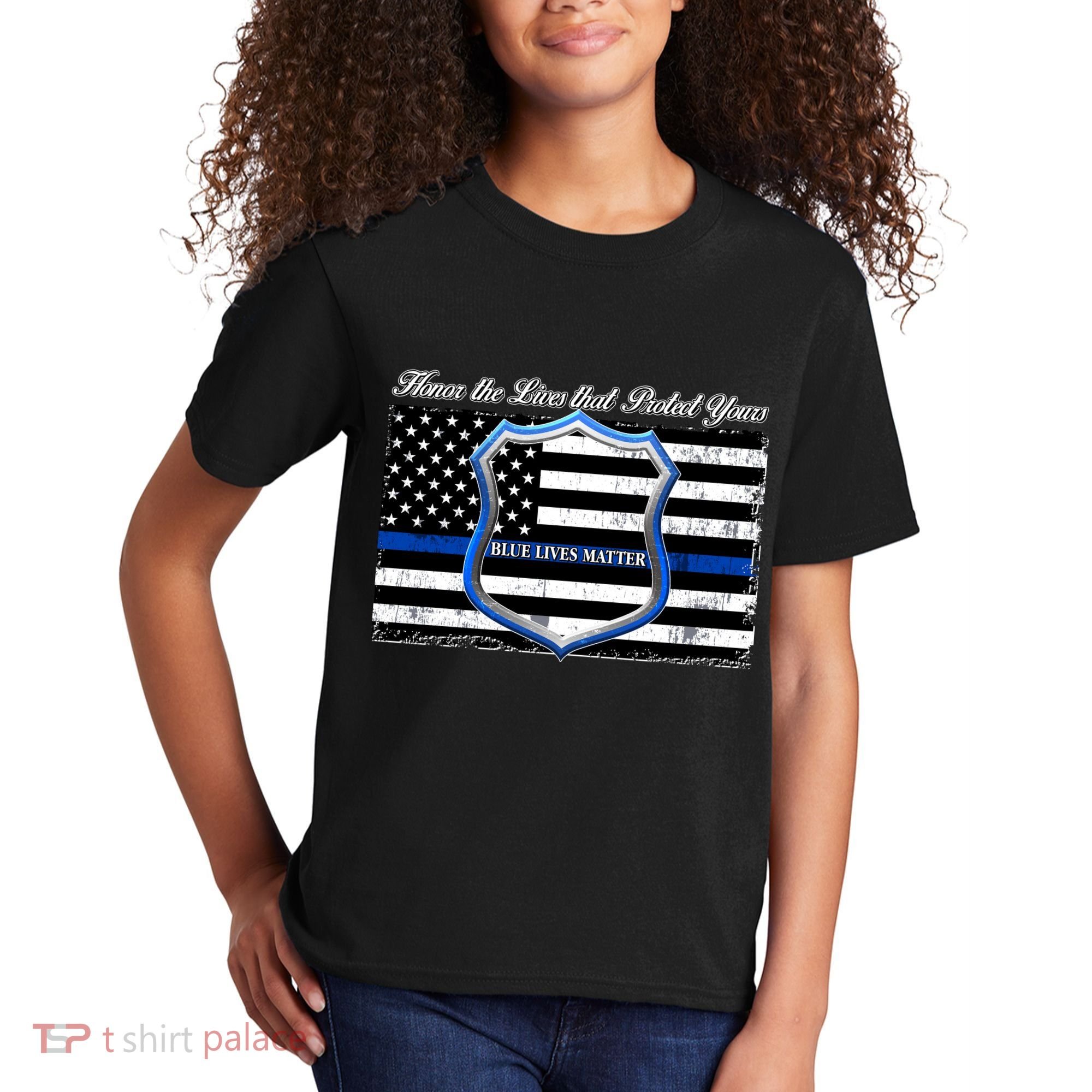 Honor The Lives That Protect Yours Blue Lives Matter Kids T-Shirt