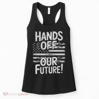 Hands Off Our Future Pro Democracy Anti MAGA Anti Oligarchy Women's Tank Top thumb 0