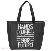 Hands Off Our Future Pro Democracy Anti MAGA Anti Oligarchy Tote Bag thumb 0