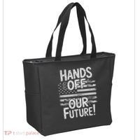 Hands Off Our Future Pro Democracy Anti MAGA Anti Oligarchy Tote Bag thumb 2