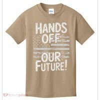 Hands Off Our Future Pro Democracy Anti MAGA Anti Oligarchy Kids T-Shirt thumb 0