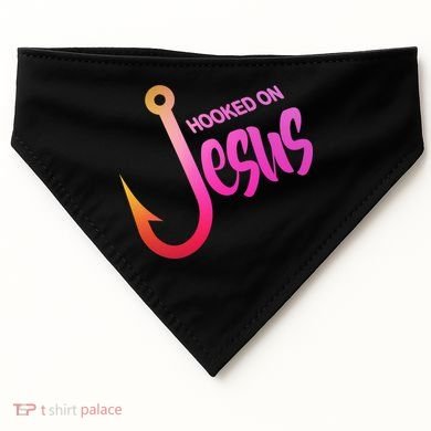 Hooked On Jesus Fish Hook USA-Made Doggie Bandana