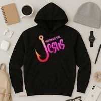 Hooked On Jesus Fish Hook Hoodie thumb 3