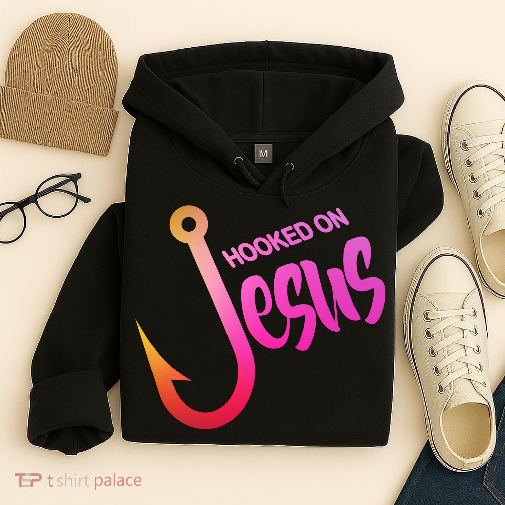 Hooked On Jesus Fish Hook Hoodie
